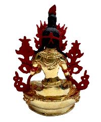 Buddhist Statue Of [green Tara], Full Fire Gold Plated, With [painted Face]