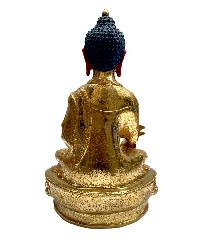 Buddhist Statue Of [medicine Buddha], Full Fire Gold Plated, With Painted Face