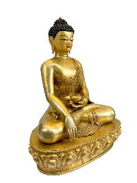 Buddhist Handmade Statue Of Shakyamuni Buddha, [full Gold Plated, Face Painted]