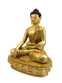 Buddhist Handmade Statue Of Shakyamuni Buddha, [full Gold Plated, Face Painted]