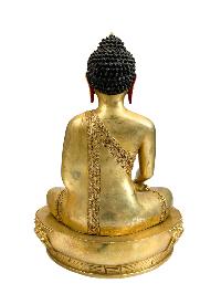 Buddhist Handmade Statue Of Shakyamuni Buddha, [full Gold Plated, Face Painted]