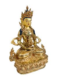 Buddhist Handmade Statue Of Aparimita, [full Gold Plated, Stone Setting, Face Painted], Amitayus, Chepame
