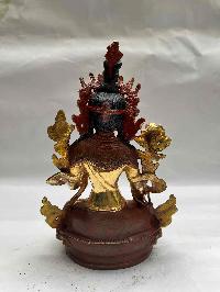 Buddhist Handmade Statue Of White Tara, [partly Gold Plated, Face Painted]