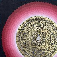 Buddhist Handmade Thangka Painting Of Mantra Mandala With White Tara At Centre, [hand Painted]