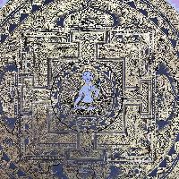 Buddhist Handmade Thangka Painting Of Mantra Mandala With White Tara At Centre, [hand Painted]