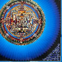 Buddhist Handmade Thangka Painting Of Kalachakra Mandala, [real Gold, Hand Painted]