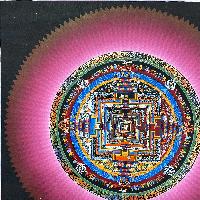 [hq], Buddhist Handmade Thangka Painting Of Kalachakra Mandala, [real Gold, Hand Painted]