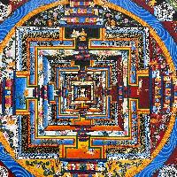 [hq], Buddhist Handmade Thangka Painting Of Kalachakra Mandala, [real Gold, Hand Painted]