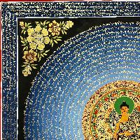 Buddhist Hand Painted Thangka Of Mantra Mandala With Medicine Buddha At Center, [hand Painted]