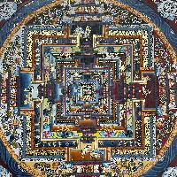 Buddhist Hand Painted Thangka Of Kalachakra Mandala, [hand Painted], [real Gold]