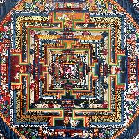 Buddhist Hand Painted Thangka Of Kalachakra Mandala, [hand Painted], [real Gold]