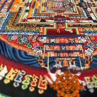 Buddhist Hand Painted Thangka Of Kalachakra Mandala, [hand Painted], [real Gold]