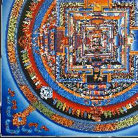 Buddhist Hand Painted Thangka Of Kalachakra Mandala, [real Gold, Hand Painted]