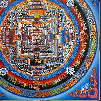 Buddhist Hand Painted Thangka Of Kalachakra Mandala, [real Gold, Hand Painted]