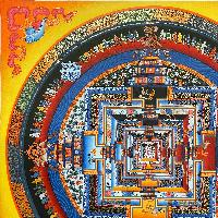 Buddhist Hand Painted Thangka Of Kalachakra Mandala, [real Gold, Hand Painted]