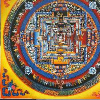 Buddhist Hand Painted Thangka Of Kalachakra Mandala, [real Gold, Hand Painted]