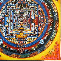 Buddhist Hand Painted Thangka Of Kalachakra Mandala, [real Gold, Hand Painted]