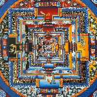 Buddhist Hand Painted Thangka Of Kalachakra Mandala, [real Gold, Hand Painted]