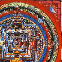 Buddhist Hand Painted Thangka Of Kalachakra Mandala, [real Gold, Hand Painted]