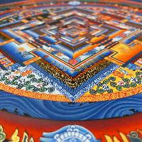 Buddhist Hand Painted Thangka Of Kalachakra Mandala, [real Gold, Hand Painted]