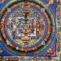 Buddhist Hand Painted Thangka Of Kalachakra Mandala, [real Gold, Hand Painted]