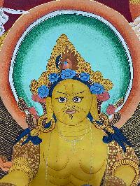 Buddhist Hand Painting Of Yellow Jambhala, [hand Painted]