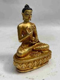 Buddhist Miniature Statue Of Amoghasiddhi Buddha, [full Gold Plated, Face Painted]