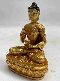 Buddhist Miniature Statue Of Amoghasiddhi Buddha, [full Gold Plated, Face Painted]