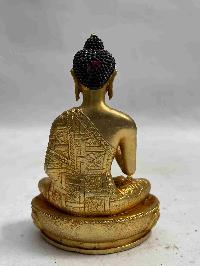 Buddhist Miniature Statue Of Amoghasiddhi Buddha, [full Gold Plated, Face Painted]