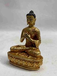 Buddhist Miniature Statue Of Vairochana Buddha, [full Gold Plated, Face Painted]