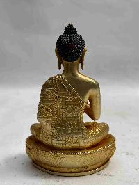 Buddhist Miniature Statue Of Vairochana Buddha, [full Gold Plated, Face Painted]