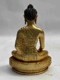 Buddhist Miniature Statue Of Ratnasambhava Buddha, [full Gold Plated, Face Painted]