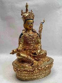 Buddhist Handmade Statue Of Padmasambhava, [full Fire Gold Plated, Face Painted]