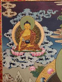 Buddhist Hand Painting Thangka Of White Tara, With Brocade, [hand Painted]