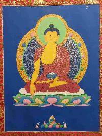 Buddhist Hand Painting Thangka Of Shakyamuni Buddha, With Brocade, [hand Painted]