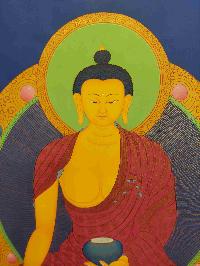 Buddhist Hand Painting Thangka Of Shakyamuni Buddha, With Brocade, [hand Painted]