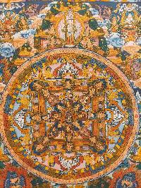 Buddhist Hand Painting Thangka Of Mandala, With Brocade, [hand Painted]