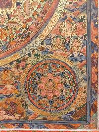 Buddhist Hand Painting Thangka Of Manjushri Mandala, With Brocade, [hand Painted]