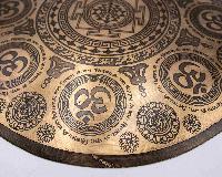 Tibetan [handmade] Gongs With [mandala] Design, Hindu Om, Wind Gong, Flat Gong