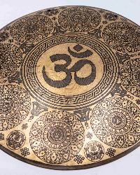 Tibetan [handmade] Gongs With [om] Design, Wind Gong, Flat Gong