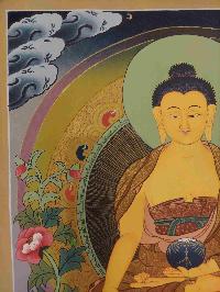 [24k Gold], Buddhist Hand Painting Thangka Of Shakyamuni Buddha, [hand Painted, Real Gold]