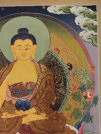 [24k Gold], Buddhist Hand Painting Thangka Of Shakyamuni Buddha, [hand Painted, Real Gold]