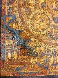 Buddhist Hand Painting Thangka Of Pancha Buddha Mandala, [hand Painted, Real Gold]