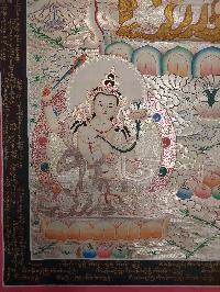 Buddhist Hand Painting Thangka Of Chenrezig, Shakyamuni Buddha, Medicine Buddha, [hand Painted, Real Gold], Three Great Bodhisattvas