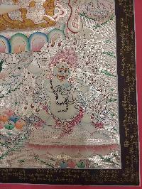 Buddhist Hand Painting Thangka Of Chenrezig, Shakyamuni Buddha, Medicine Buddha, [hand Painted, Real Gold], Three Great Bodhisattvas