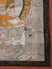 Buddhist Hand Painting Thangka Of Shakyamuni Buddha, With Pancha Buddha On Top [hand Painted, Real Gold]