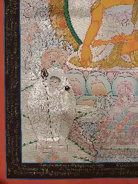 Buddhist Hand Painting Thangka Of Shakyamuni Buddha, With Pancha Buddha On Top [hand Painted, Real Gold]