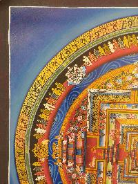 Buddhist Hand Painting Thangka Of Kalachakra Mandala, [hand Painted, Real Gold], Lamas Art, Wheel Of Time