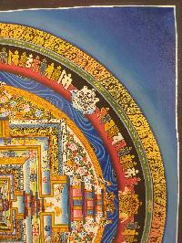 Buddhist Hand Painting Thangka Of Kalachakra Mandala, [hand Painted, Real Gold], Lamas Art, Wheel Of Time