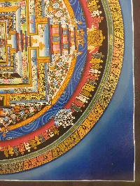 Buddhist Hand Painting Thangka Of Kalachakra Mandala, [hand Painted, Real Gold], Lamas Art, Wheel Of Time